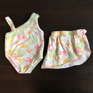 Minibasix bathing suit w/ matching skirt sz 18 mos